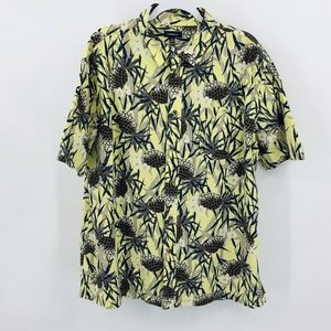 Pineapple Button Front Hawaiian Shirt Cotton XL